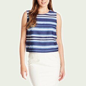 VINCE CAMUTO Striped Shell Top Sz Medium Rear Zip
